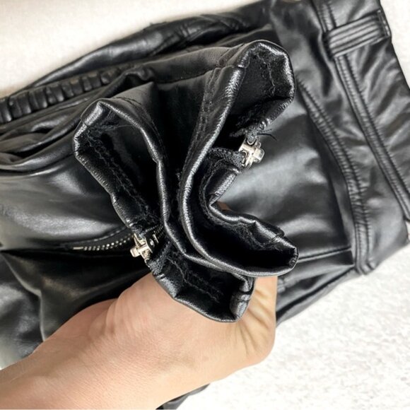 Hugz Jeans Black Faux Leather Low Waist Moto Biker Style Skinny Pants 10 - Picture 7 of 16